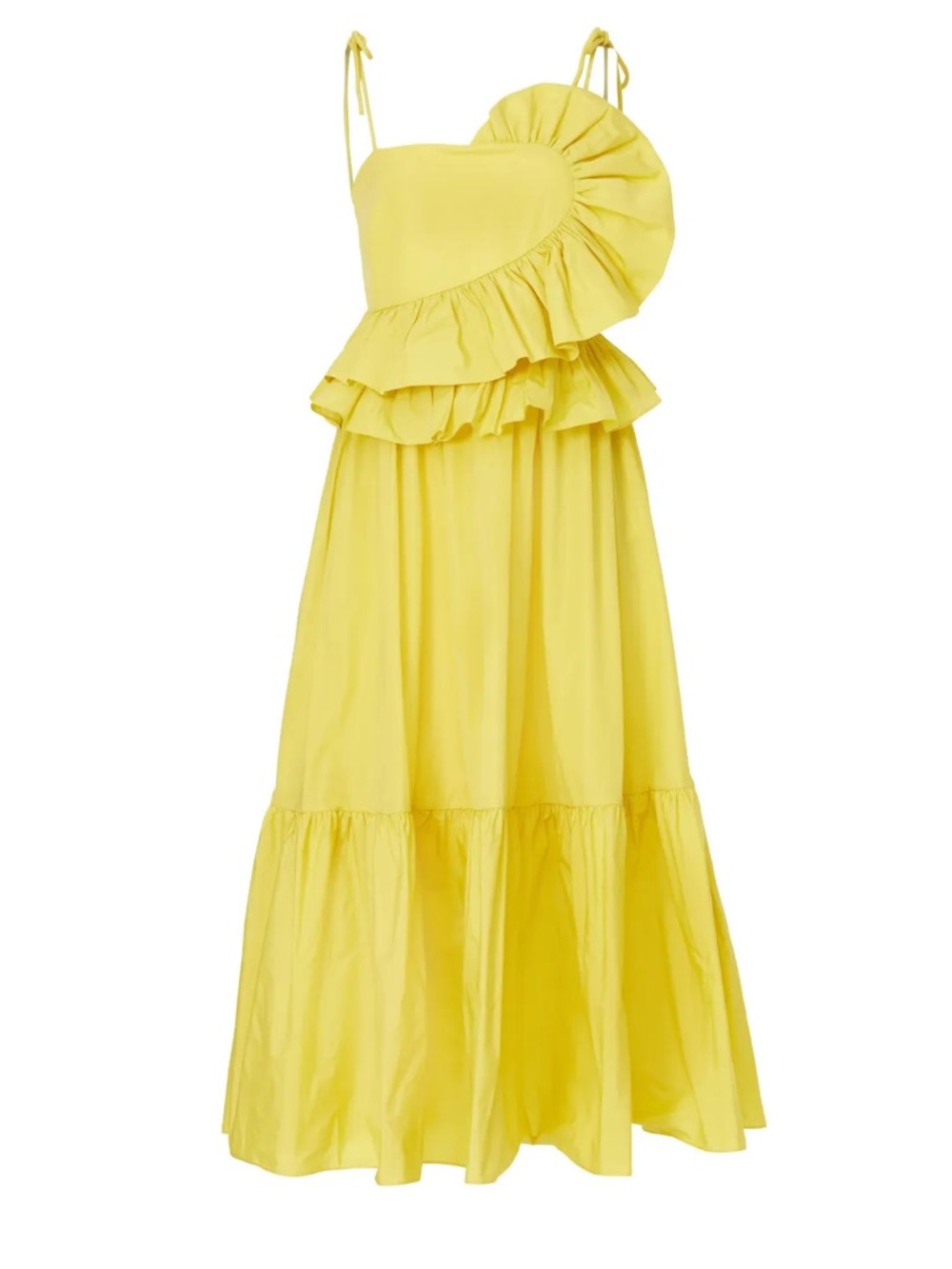 Tanya Taylor Yellow Delphine Ruffled Midi Dress NWT